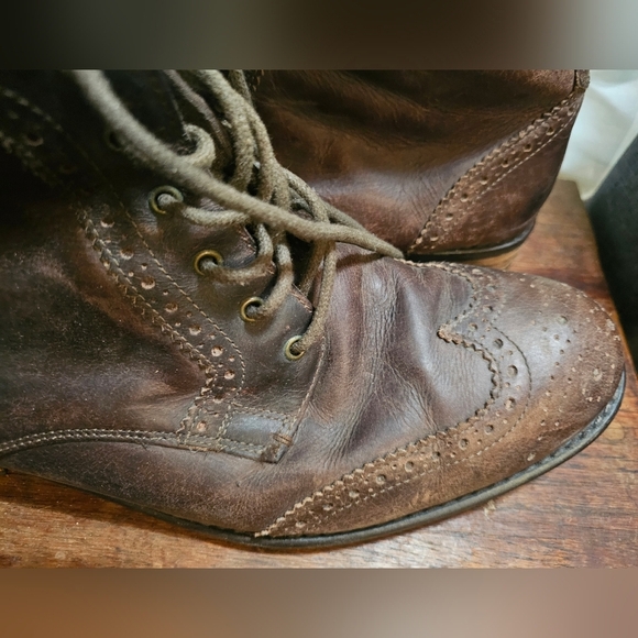 Mens Brown Real Leather Dress Shoes Boots Lace Up Cowboy Size 12 - Red Tape - Picture 2 of 8